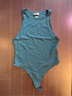 Babaton Teal High-Neck Sleeveless Bodysuit